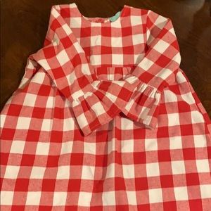 Red and white buffalo check toddler dress